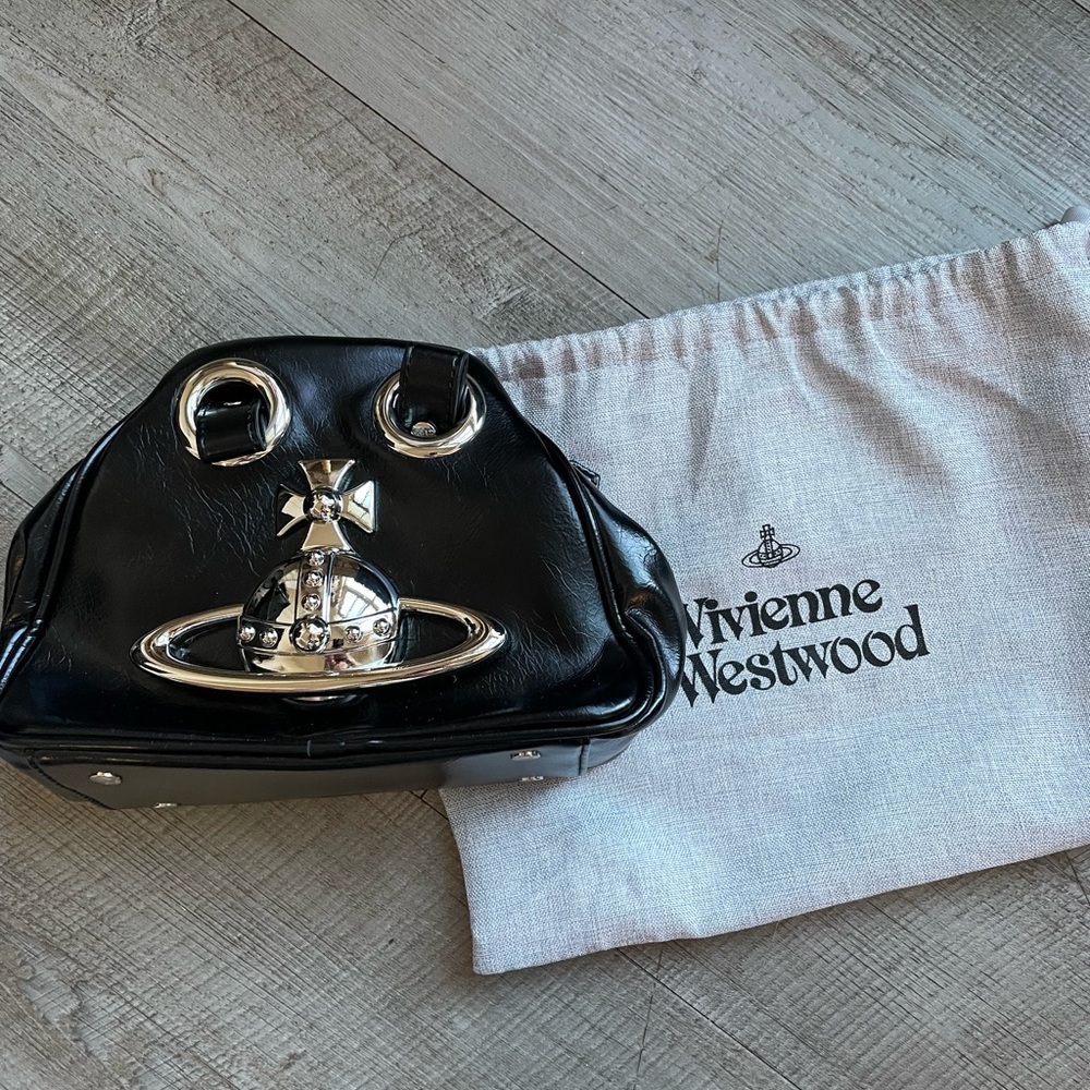 Vivienne Westwood Black Mini Bag with Silver Orb Emblem
